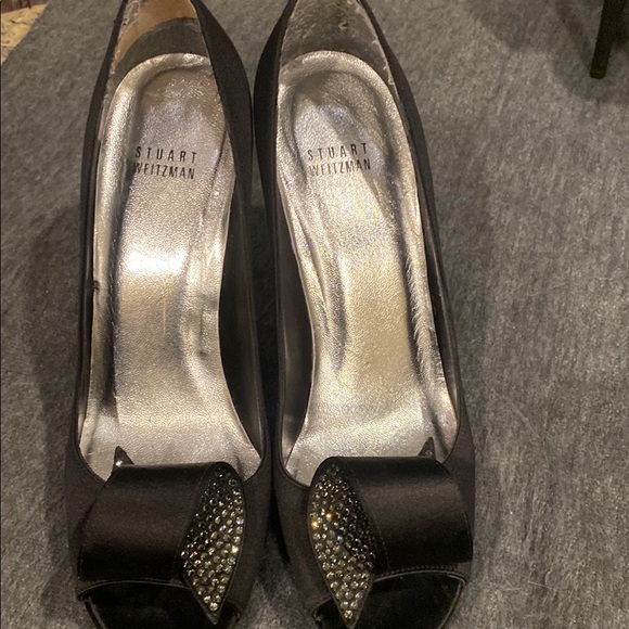 Stuart Weitzman Black Peep Toe Heels - Picture 1 of 5